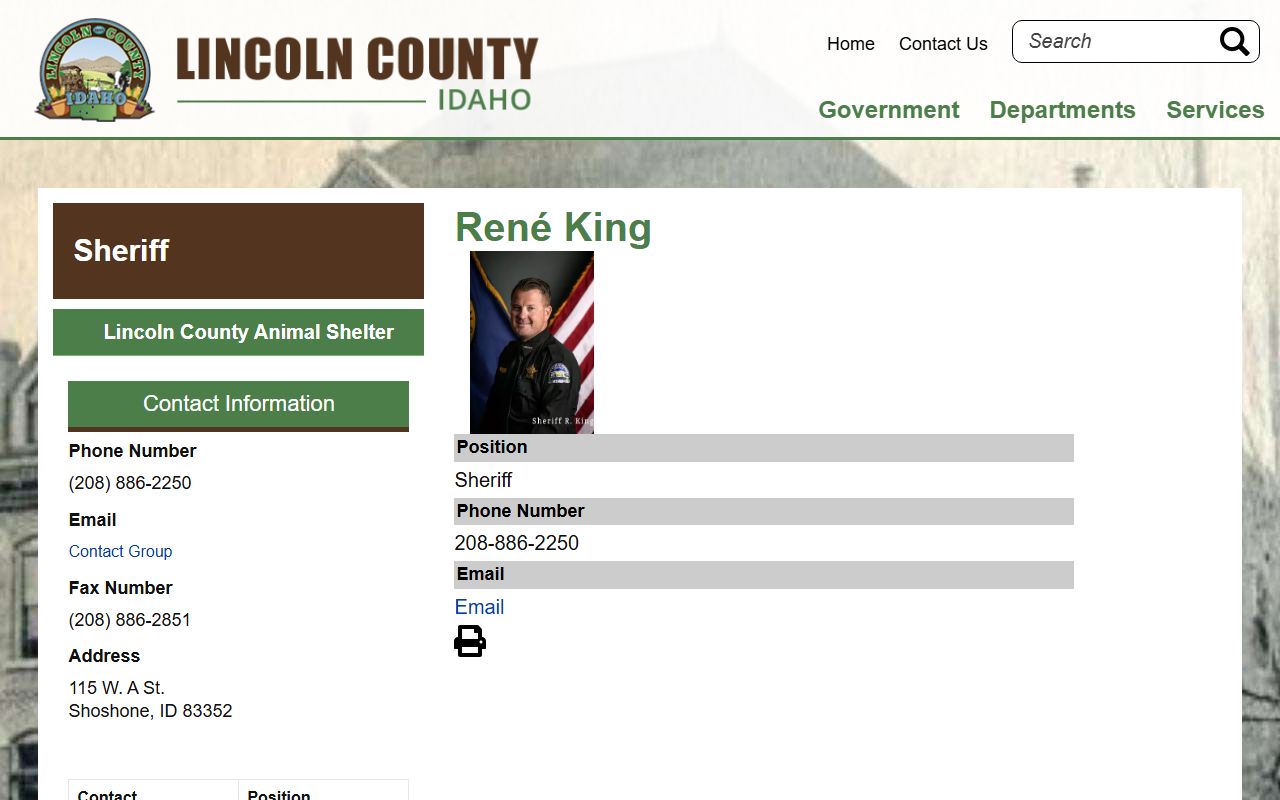Lincoln County inmate records sheriff contact page for custody questions